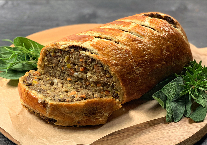 Wellington végétalien aux pistaches et champignons portabella 