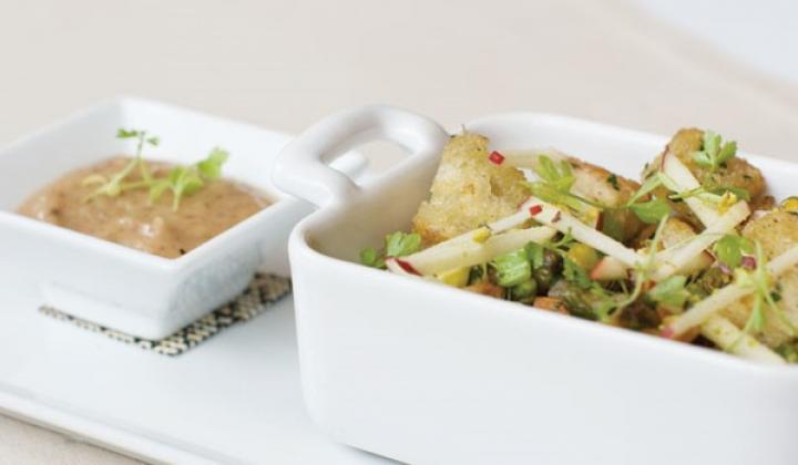 Farce aux pistaches braisées et aux pommes et beurre de pomme